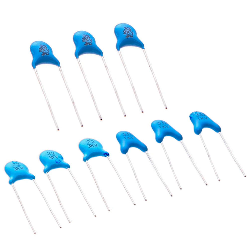 20PCS 100PF 10NF 10PF High Voltage Ceramic Disc Capacitor 1KV 2KV 3KV Radial Lead Multiple Capacitance Options 1NF 2.2NF 33PF