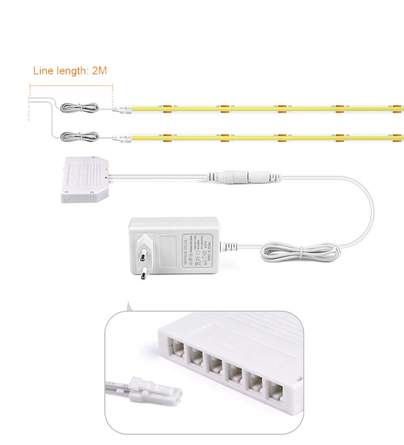 AC220V To DC 12V COB LED Strip Lights for Kitchen Home Decor Cabinet Lamp with Dimming Remote Controller led tiras de luces -EU