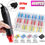 800/400/50PCS Heat Shrink Butt Waterproof Solder Seal Wire Cable Splice Terminal Kit Crimp Terminals Electrical with Hot Air Gun