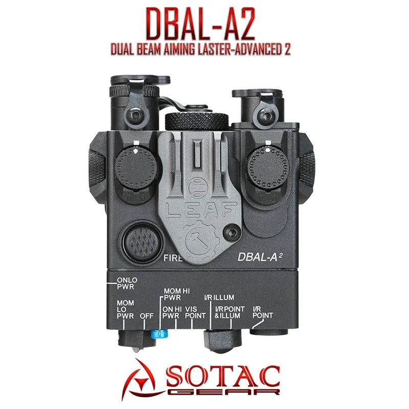 SOTAC‑GEAR DBAL‑A2, Green / Red Visible Laser + IR Aiming Pointer + White LED Flashlight | NO IR Flood Illuminator