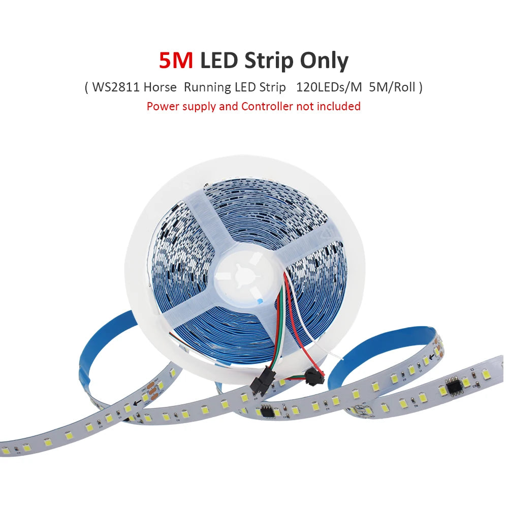 24V WS2811 Running Water Flowing Led Strip Light 2835 10M 15M 20M Horse Race Tape Lamp with SP636E BanlanX App 2.4G Controller