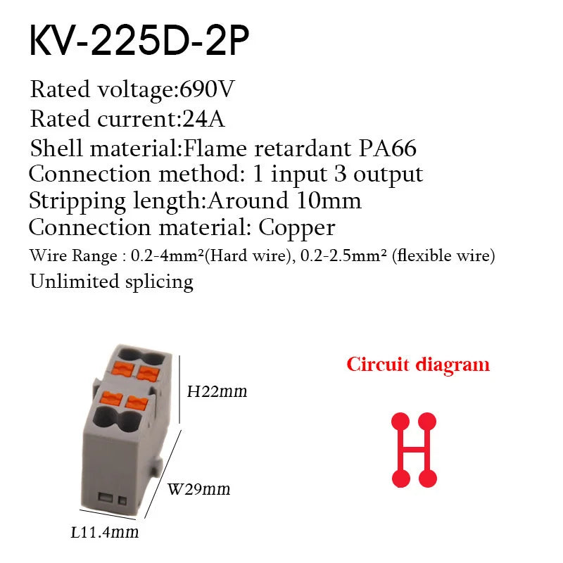 Wire Electrical Cable Connectors PTFIX 2.5mm² Terminal Block Plug-in Splitter Spliceable DIN-Rail Junction Box Connection Tools