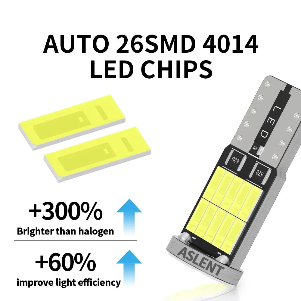 10pcs T10 W5W 194 501 Led Canbus No Error Car Interior Light T10 26 SMD 4014 Chip Pure White Instrument Lights Bulb Lamp 12V