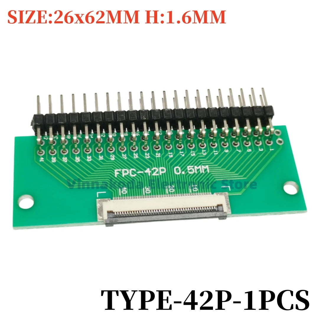1PCS FFC/FPC Conversion Board 0.5mm Pitch Connector 2.54MM Double Row Bending Pins 4/10/12/14/15/16/18/22/24/26/30/34/40/50/60P