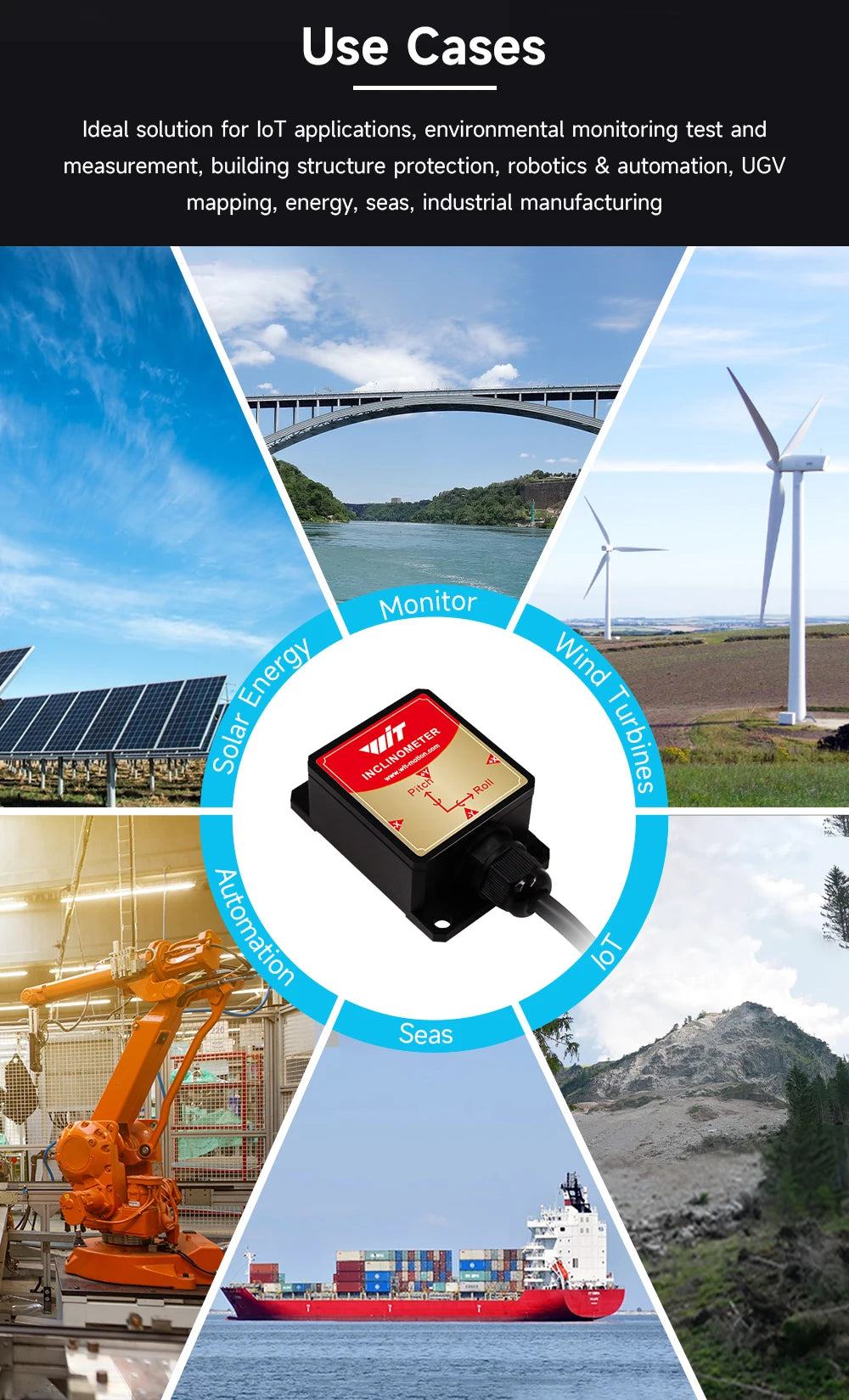 High-Precision Inclinometer HWT605 Accelerometer+Angle+Gyro, MPU9250 IMU, Temperature Compensation, Tilt Angle