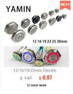 5pcs 12mm Metal Push Button Switch Self-locking Latching/Momentary Reset Waterproof High/Flat Round 2/3 pins Nickel plated brass