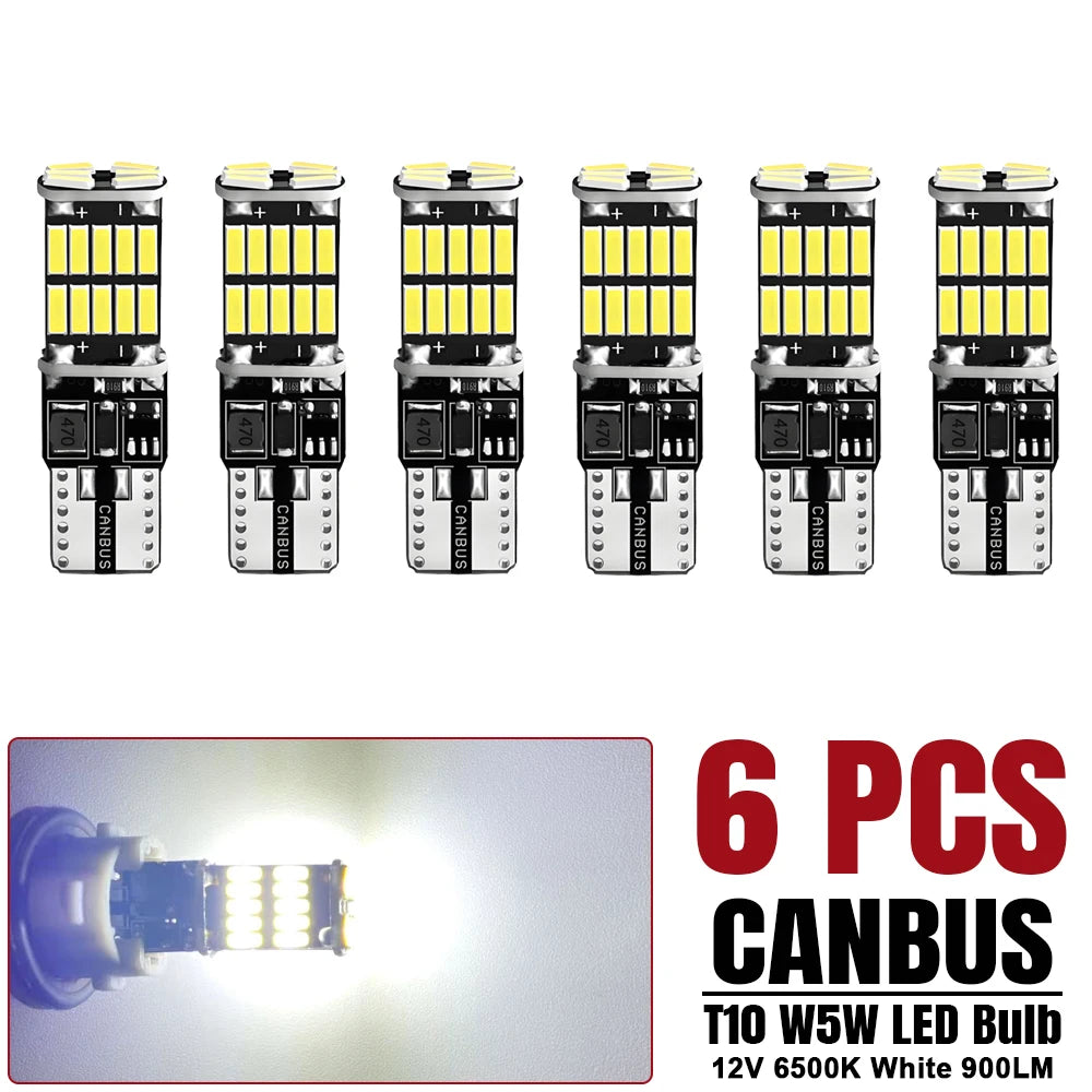 2-20 PCS T10 W5W LED Bulb 12V 1000LM 24V 4014-26SMD 6500K White Car Interior Dome Maps Reading Trunk License Plate Lights CABNSU