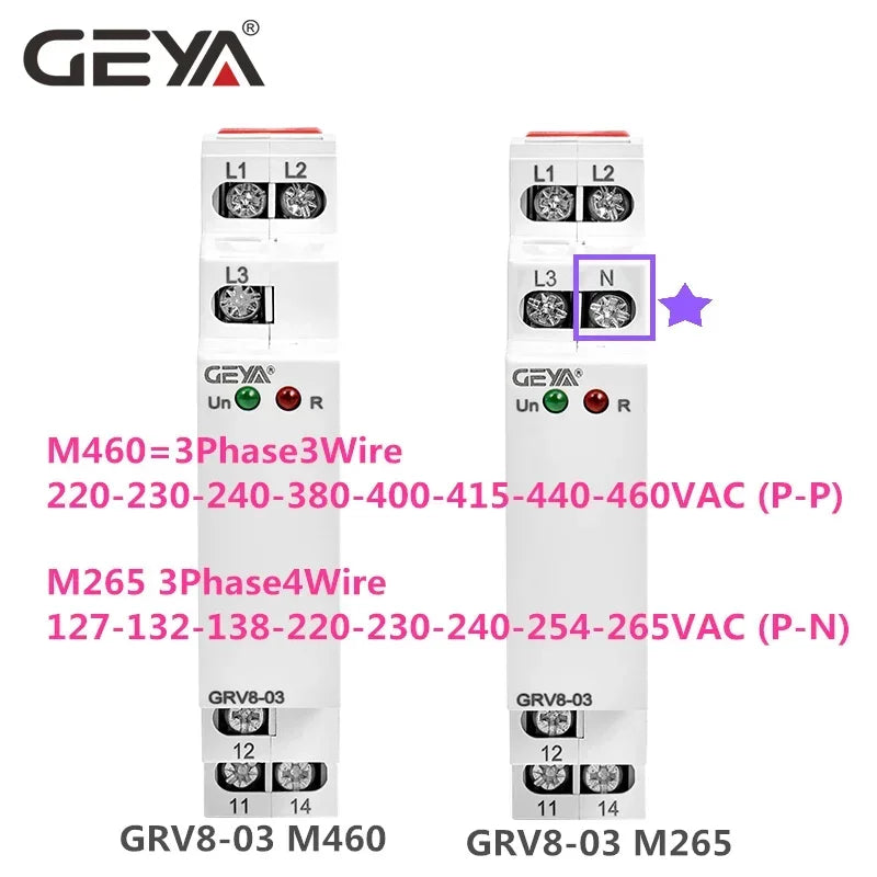 GEYA GRV8-03  Voltage Monitoring Relay Phase Sequence and Phase Failure Protection Relay 8A 10A 1SPDT 2SPDT