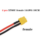 XT60 Male Female Connector Plug Silicone Wire 14AWG Tinned Copper 10cm Pair for RC Lipo Battery Drone FPV Car Boat Charger DIY