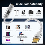 USB-C to 3.5mm Audio Adapter Headphone Amplifier DAC HiFi 32b/384kHz with CX31993 MAX97220 Dual Chip for Android iPhone iPad PC