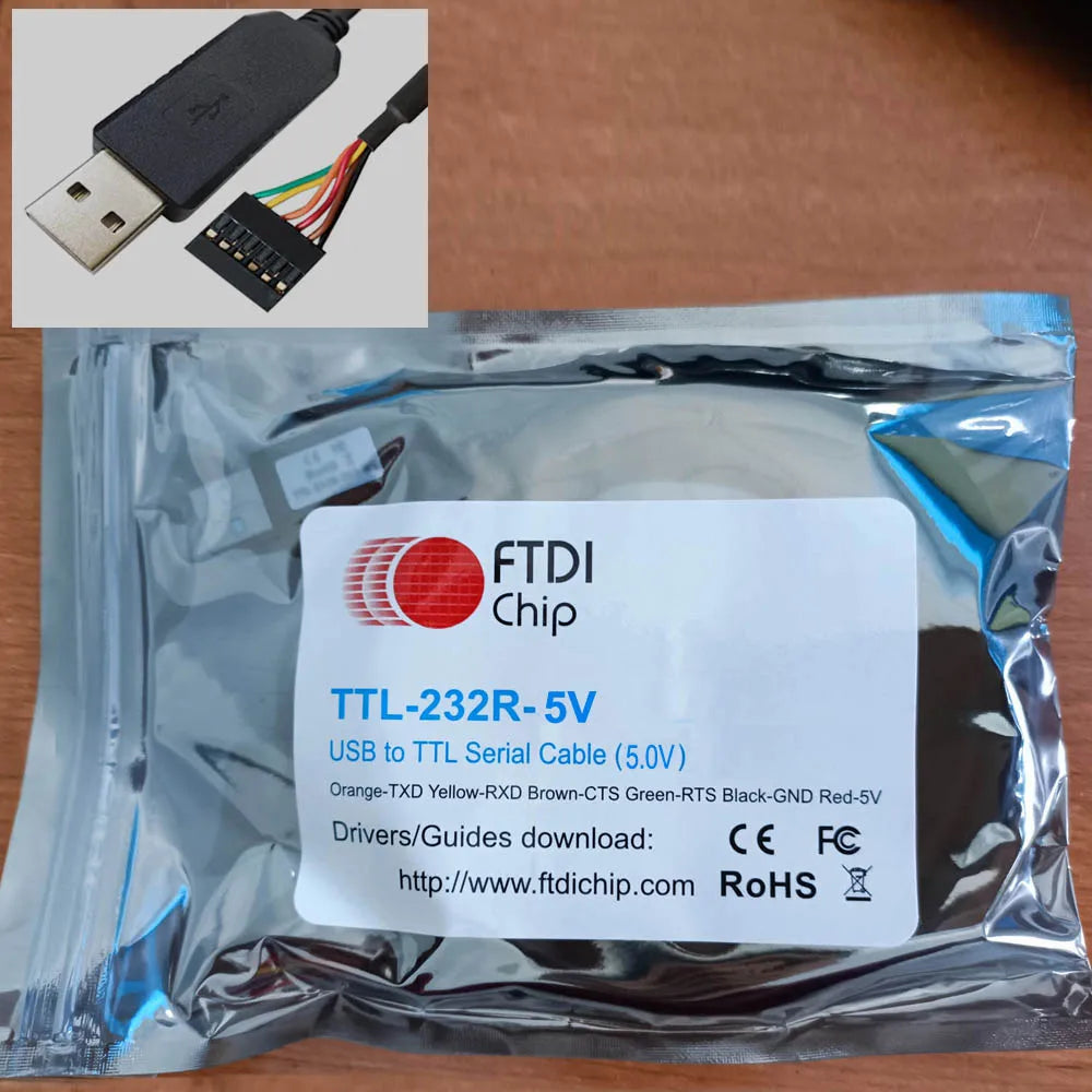 TTL-232R-3V3/5V Download Cable FTDI USB UART TTL 6 Way 0.1" Pin Header Debug Cable 1329311 BBB Beagle Bone Flash Cable