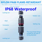 5Pcs Ip68 Waterproof Cable Connector Quick Connection 2 in 2 Out /3 in 3 Out Electrical Terminal Adapter Wire Connector
