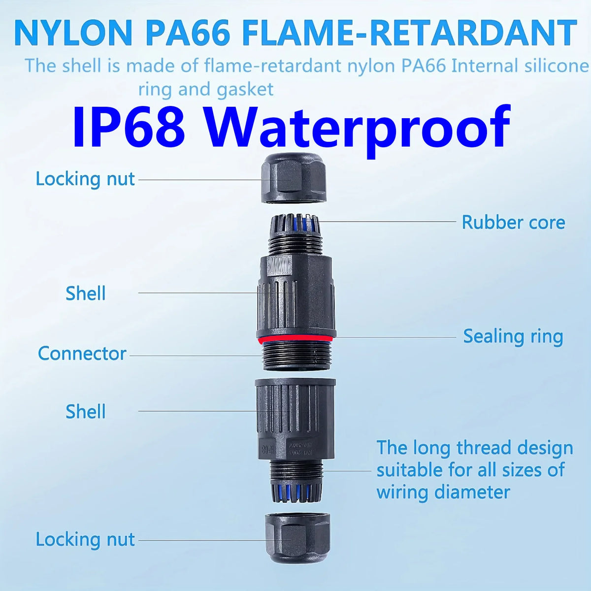 5Pcs Ip68 Waterproof Cable Connector Quick Connection 2 in 2 Out /3 in 3 Out Electrical Terminal Adapter Wire Connector
