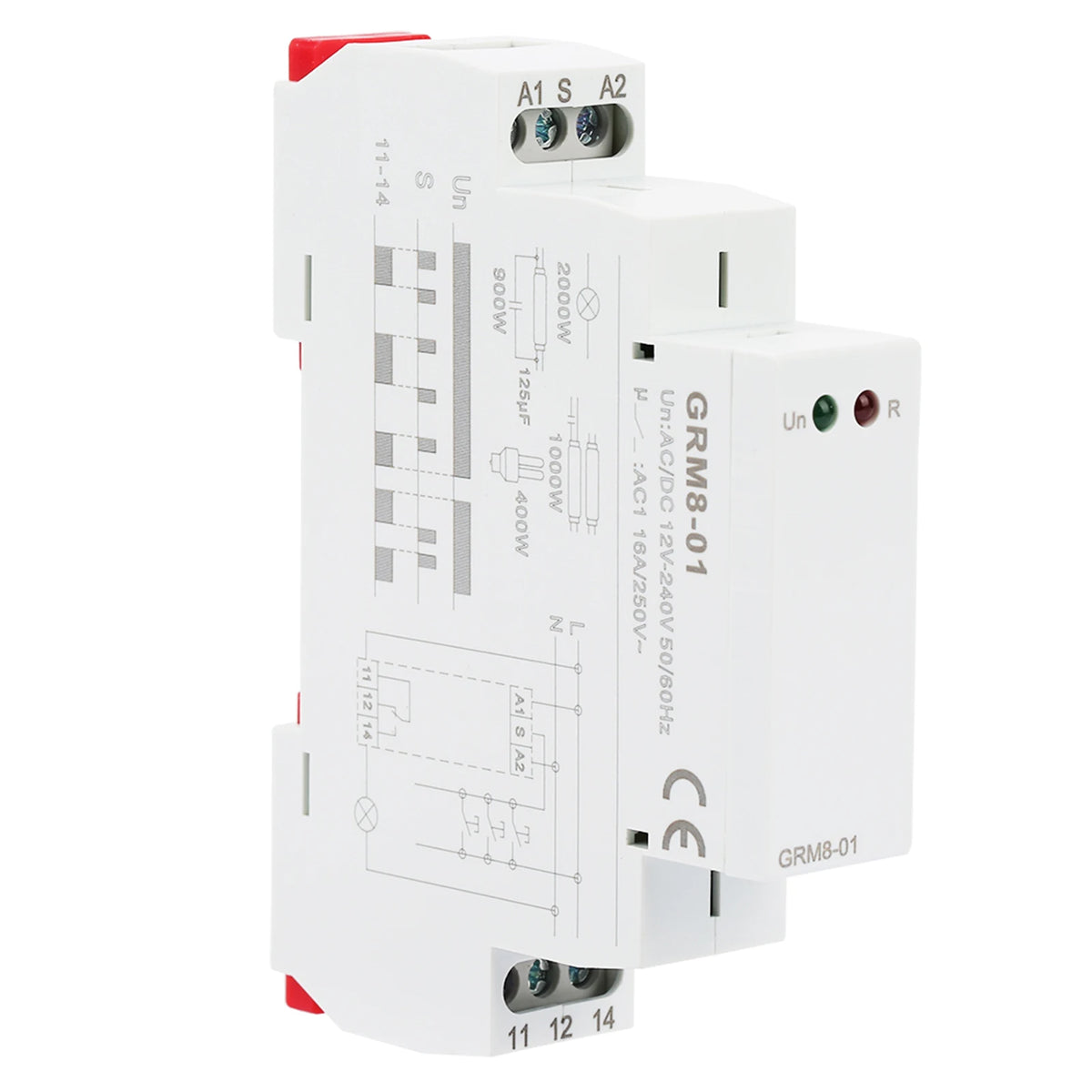 GRM8-01 Electronic Impulse Relay Din Rail Impulse Latching Relay Impulse Memory Relay AC/DC12-240V 35mm DIN Rail Mounting