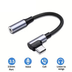 Elbow Type C to 3.5mm Earphone Adapter Jack USB-C to 3.5 earphones AUX Audio Adapters For gaming music