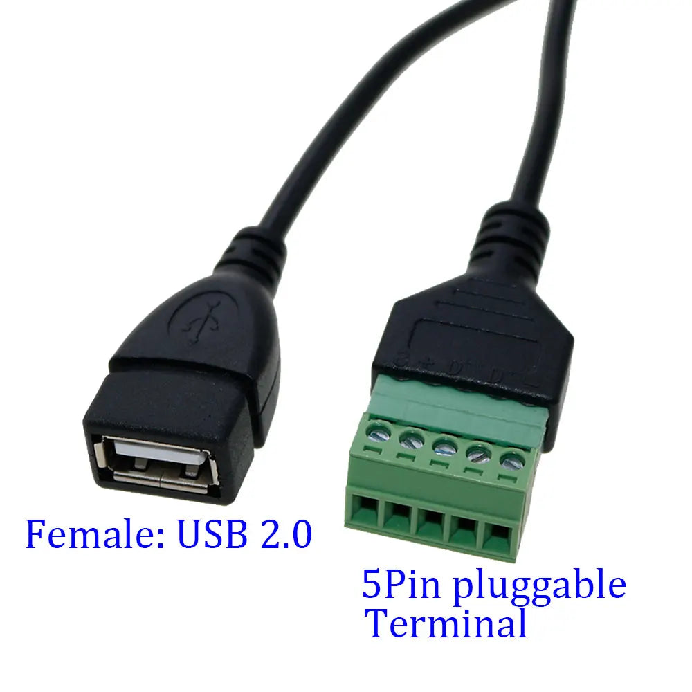 USB 2.0 Female B Micro usb mini usb Type-C Male to 5 Pin Female Bolt Screw Connector with Shield Terminal Plug Adapter Cable 1ft