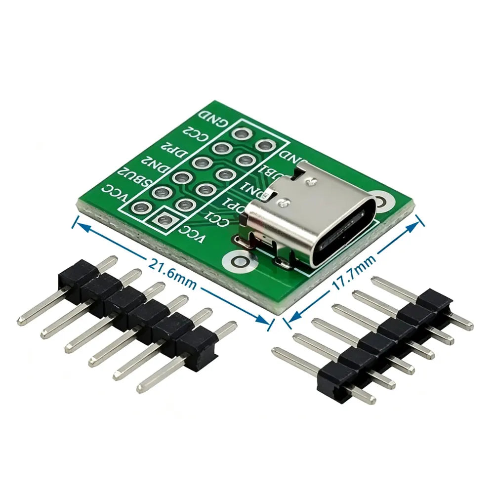 5pcs USB TYPE-C conversion board 2.54MM DIP CC1 CC2 5.1K pull-down resistor connection