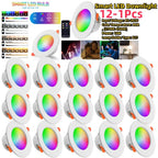 12-1Pcs RGB LED Bulb Tuya Dimmable Downlight Spotlight Bluetooth-Compatible Lamp 10/15W APP Control GB+CW+WW Smart Lamp