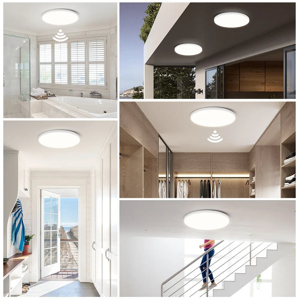 LED Radar Sensor Light Waterproof Ip44 220V Ceiling Lamp for Living Room Bathroom Corridor Decor Led Panel Light Motion Sensor