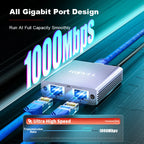 ROVLL Gigabit 1000Mbps RJ45 Ethernet Network Splitter 1 to 4 LAN Adapter Connector for PC Laptop TV Router Network Cable