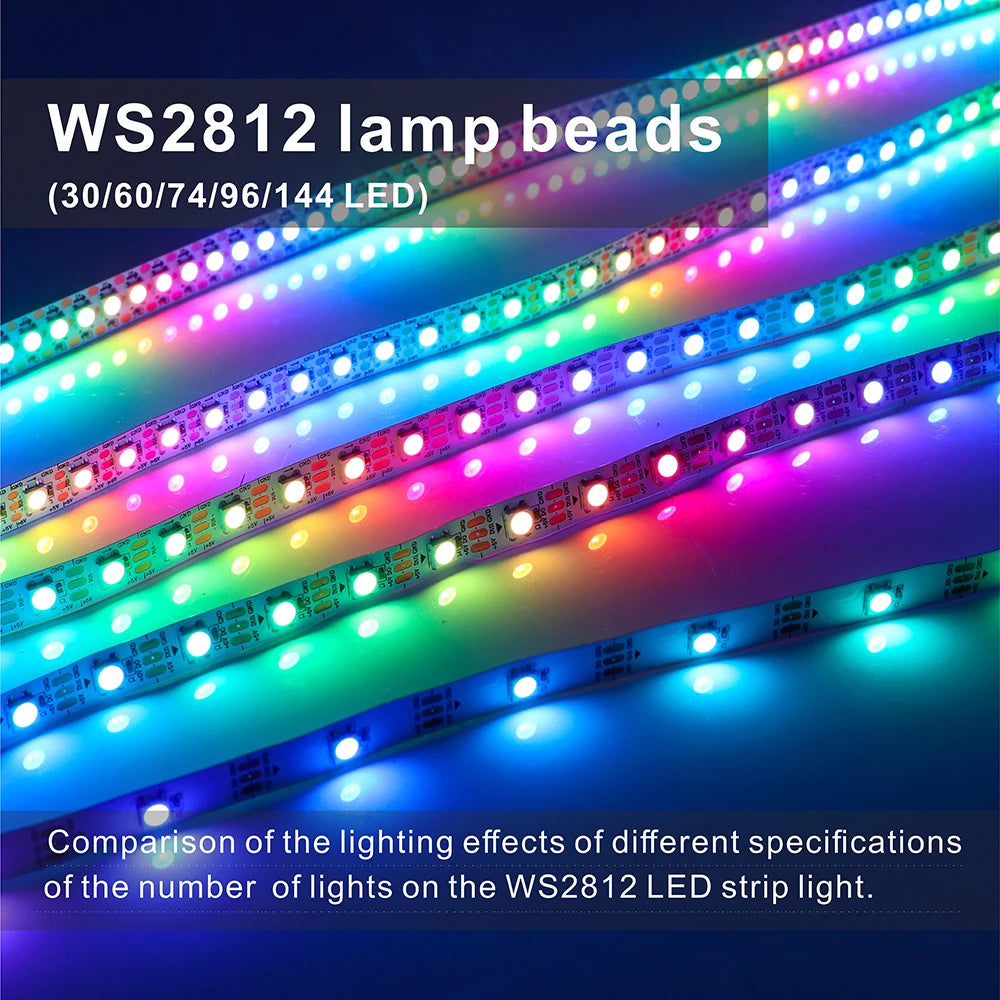 WS2812B  Led Strip 5v  30/60/74/96/144 Leds Smart RGB Pixel Strip Black/White PCB IP30/65/67 WS2811 IC Led Light 1m/2m/3m/4m/5m