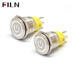 FILN 16mm 19mm 22mm Stainless Steel Waterproof LED Indicator Metal Push Button  Switch Power Symbol   Start Stop Power on Off