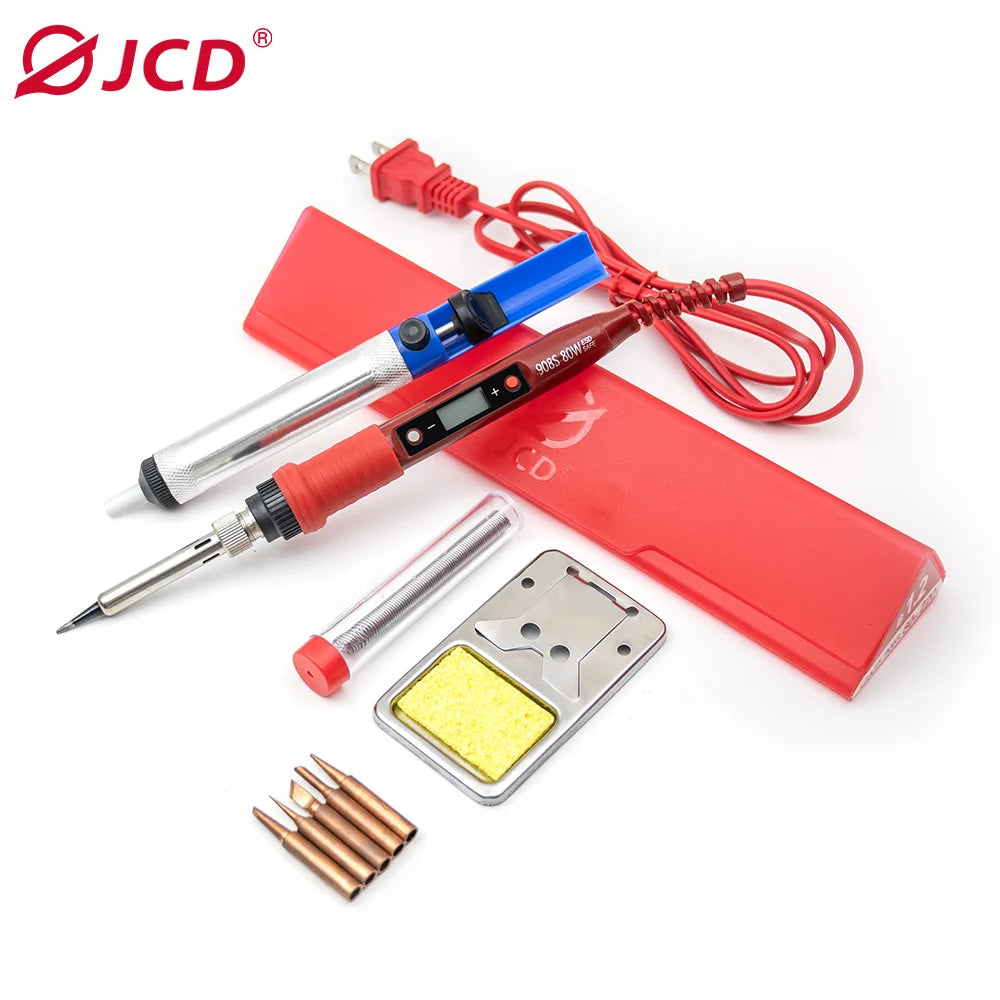 JCD 908S Electric Soldering Iron Kit Set 220V 110V 80W LCD Display Adjustable Temperature Home Handmade DIY Welding Repair Tools