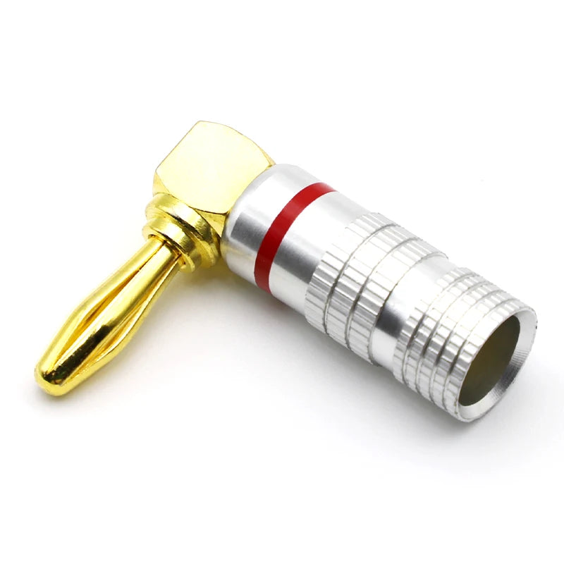 4pcs Banana Plug Connectors Right Angle 90 Degree Gold-Plated 4MM Audio Jack Adapter Video Speaker Plugs HiFi
