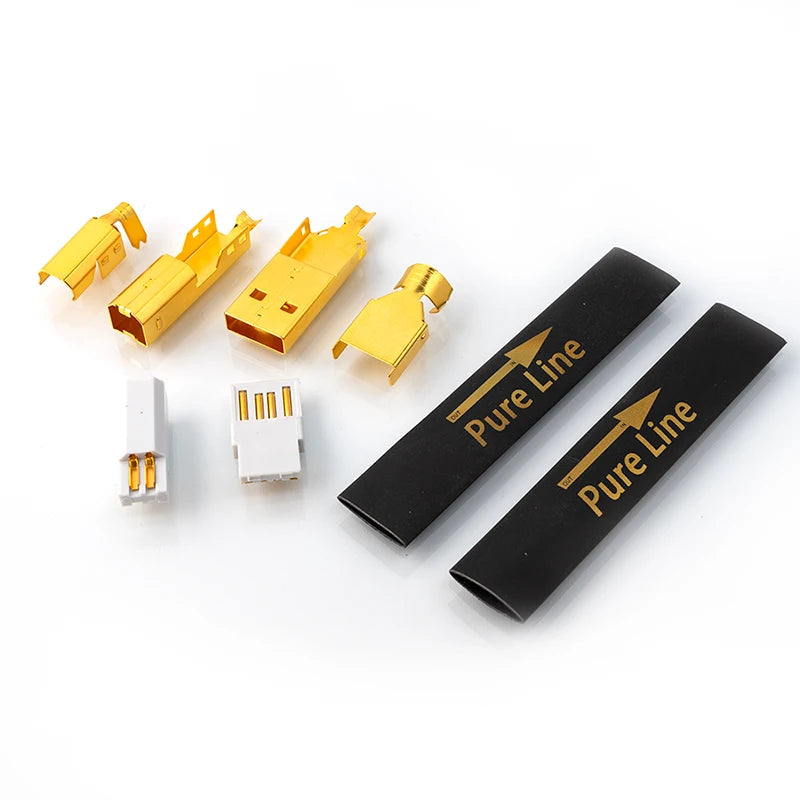 PURELINE USB Plug 2.0 Type A B Copper Gold Plated 5u Male HIFI DIY  USB Interface Terminal Port Data Line Connector Decoder 5U
