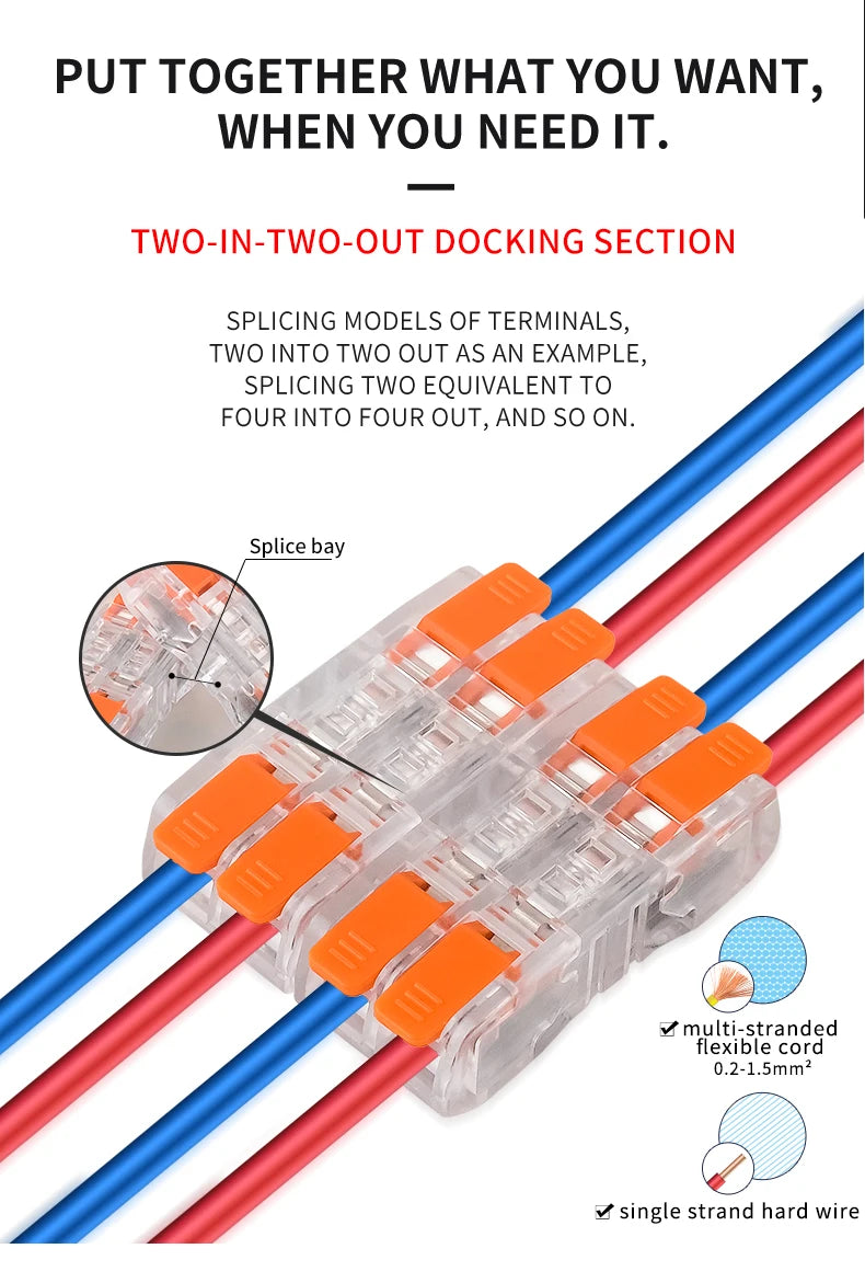JINH Mini Fast Wiring Cable Connectors Universal Compact Splicing Electrical Conductors 10Pcs Push in Easy Home Terminal Block