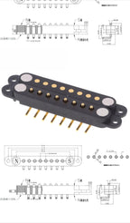1/5 Set Waterproof DC Magnetic Pogo Pin Connector 2 3 4 5 6 7 8 9 Poles 2.54 MM Pogopin Male Female Contact Strip 90 Degree