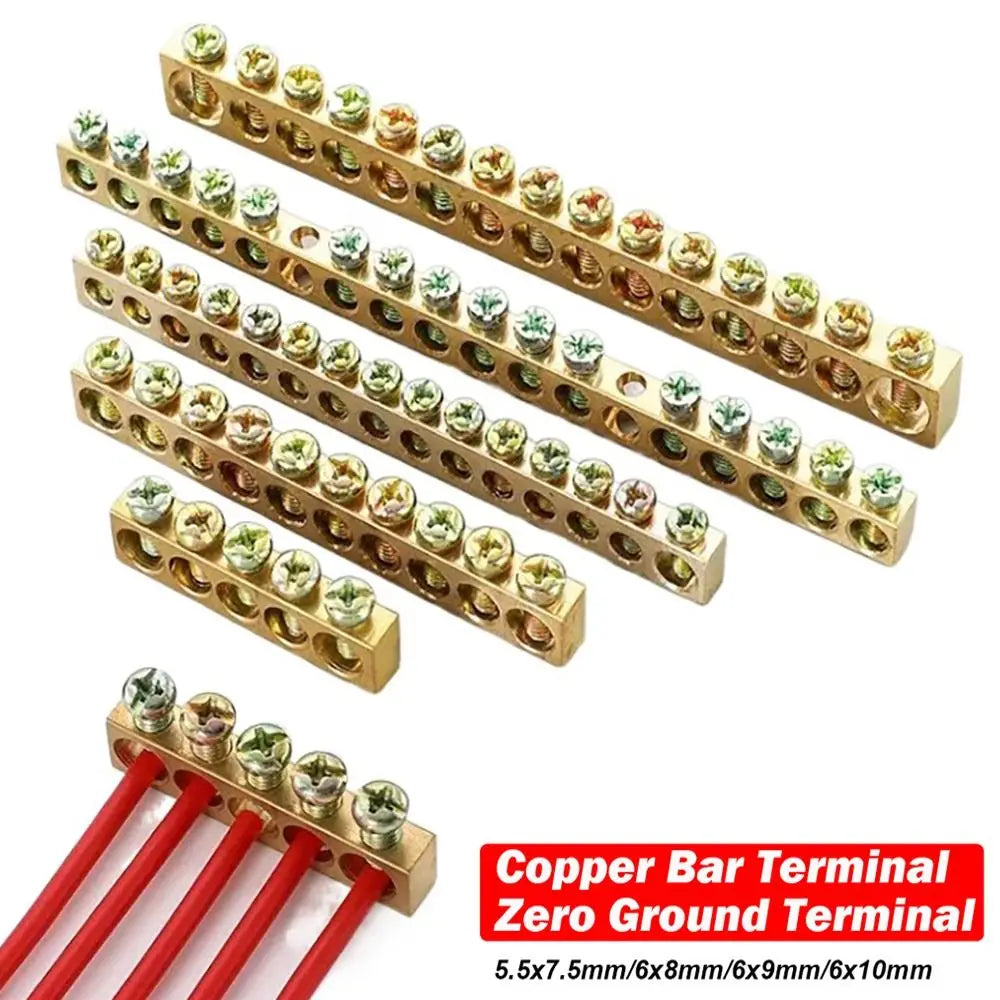 Grounding Bars Copper Wire Connector Multi-specification With Hole Screw Copper Bar Terminal Zero Ground Terminal Electrical