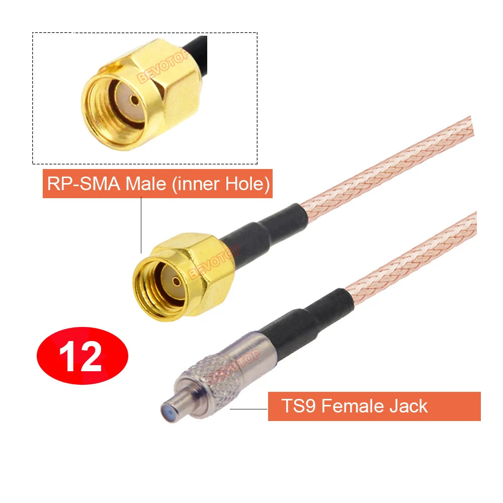 2PCS/LOT RP-SMA / SMA to TS9 Male / Female Connector RG316 Cable SMA to TS9 Extension Pigtail for Huawei 3G Modem Router