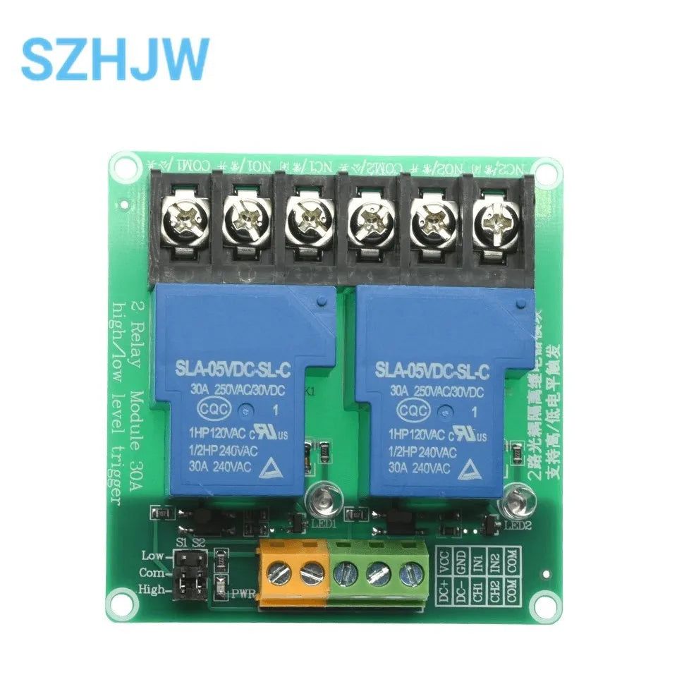 1 2 4 8 Channel Relay Module 30A With Optocoupler Isolation 5V 12V 24V Supports High And Low Triger Trigger