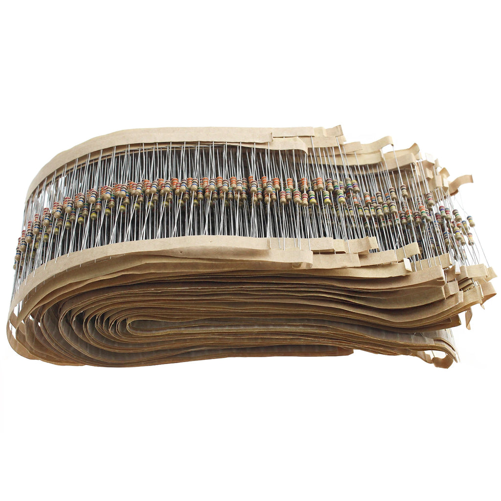 2500pcs Resistor Kit, 1/4W 5% Tolerance Carbon Film Resistors 1 Ohm-10M Ohm 50 Types 10R 39R 680R 56K 470K 3.3M 4.7M Ohm