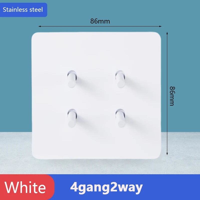 Toggle switch White stainless steel panel retro wall lamp switch AC110-250V 1 2 3 4 Gang 2 Way16A Universal wall light switch