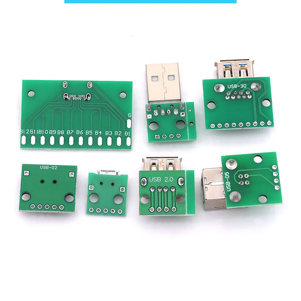 Micro Mini USB USB A Male USB 2.0 3.0 A Female USB B Connector Interface to 2.54mm DIP PCB Converter Adapter Breakout Board