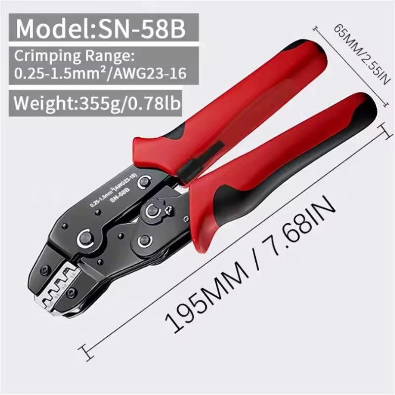 Versatile Ratchet Crimping Tool Set for Open Barrel Terminals Including Dupont, Molex, JST, TE, and SATA Pins