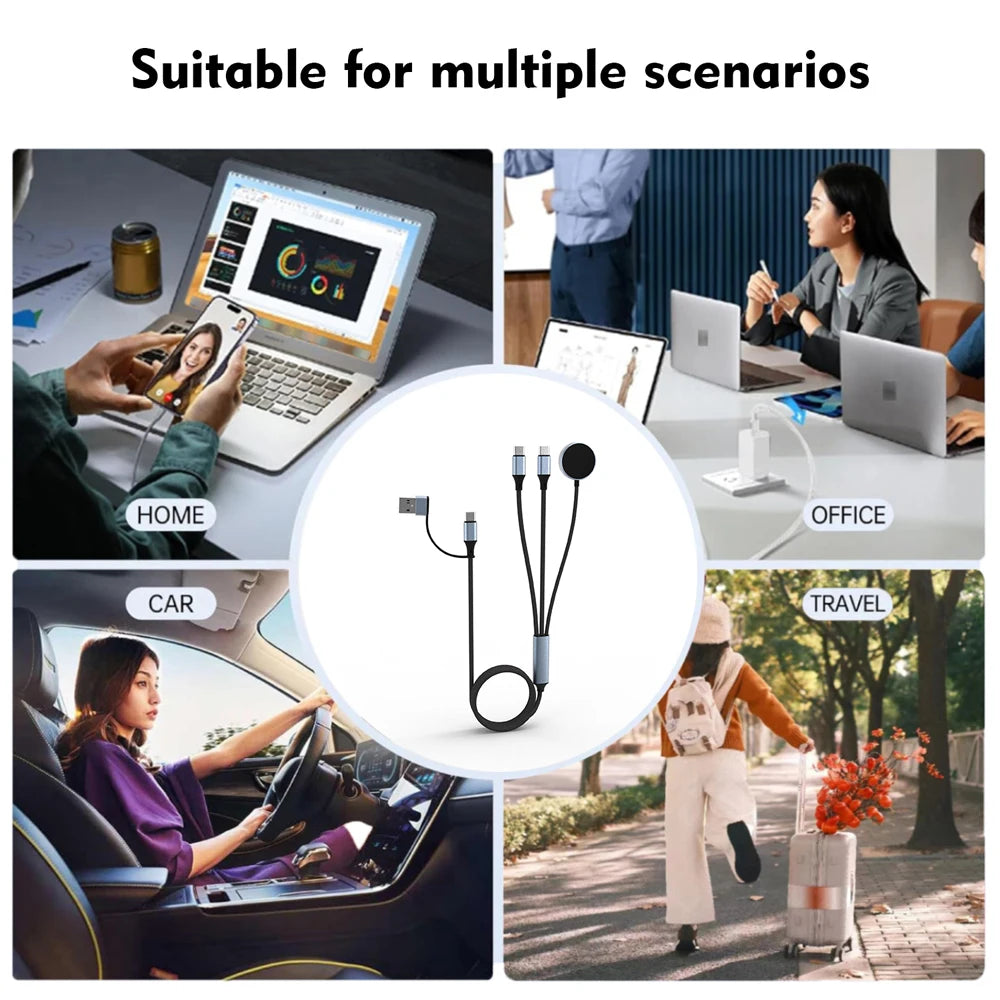 3 In1 Wireless Charging Cable for Mobile Phones with USB-C Wireless Charger for IPhone13 14 16