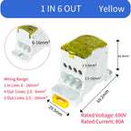 UKK80A Single Pole Power Splitter Box Large Current One In Multi Out DIN Rail Branch Line Distribution Terminal Block UKK80A
