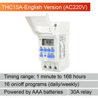 THC15A Digital Timer Switch Programmable Time Switch 30A DIN Rail Weekly Timer Relay 12V 24V 110V 220V LCD Controller