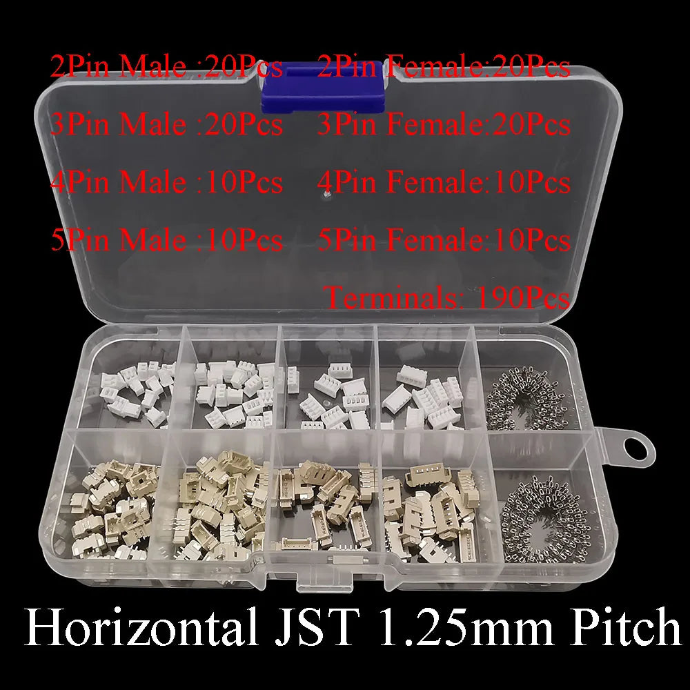 1Box SH 1.0MM/JST 1.25mm/ZH 1.5mm/PH 2.0mm/XH2.54mm/VH 3.96mm Male Plug Female Socket Housing Crimp Terminal Connector Kit