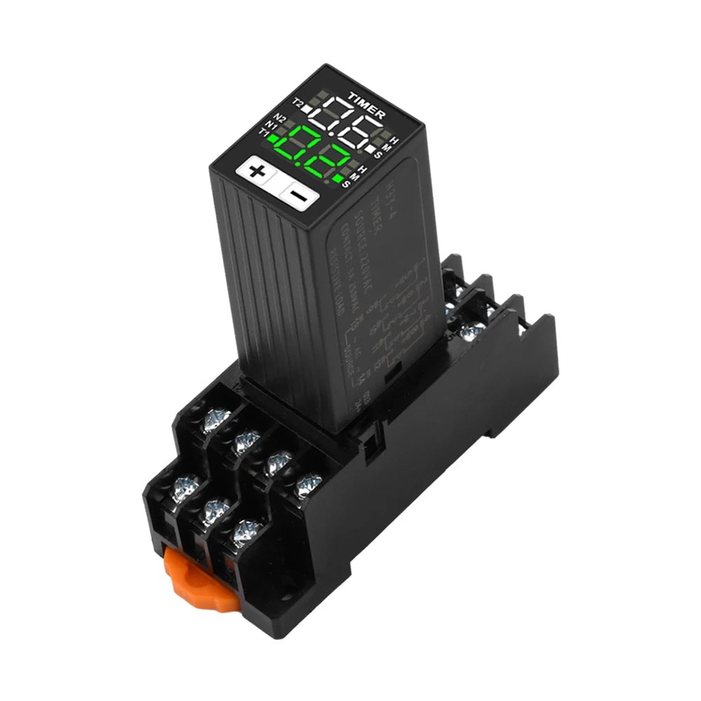 H3Y-4 DC12V DC24V AC220 Time Relay Cycle Time Control Delayer Digital Display With Base Power Supply