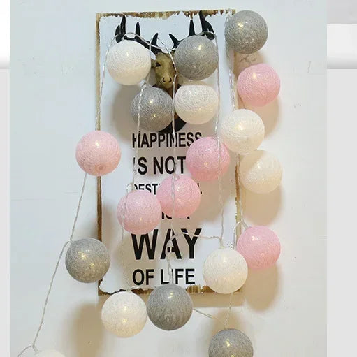 20LED Cotton Balls String Lights Waterproof Fairy Garland Lamp Outdoor Garden Patio Wedding Christmas Home Decoration Soft Warm