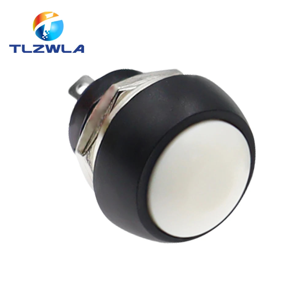 1PCS DIY Mini 12mm Momentary Waterproof Push Button Switch Horn Blue White Green Red Yellow Black 1A 250V Self-reset