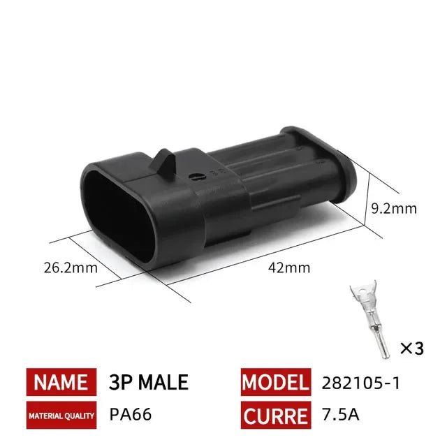 20/50/100Sets 1.5 Series AMP Automobile Connectors 1/2/3/4/5/6 Pin Super Seal Waterproof  Electrical Wire Connector PA66 Nylon