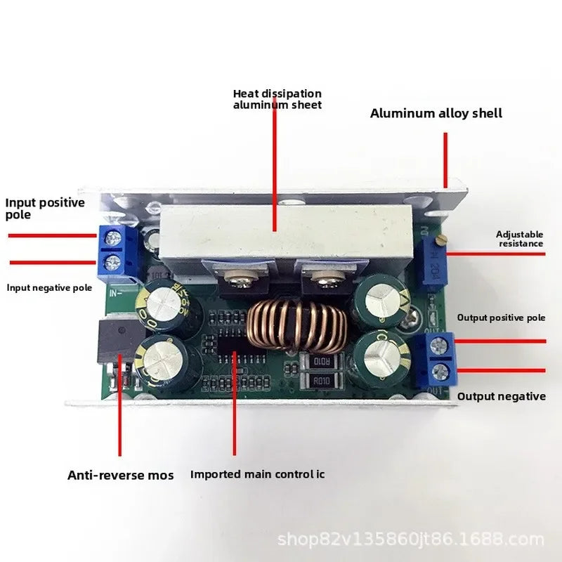 DC-DC Step Down Buck Converter 10-60V to 5V 12V 15V 19V 24V 120W Adjustable Voltage Regulator Power Supply Module High Power Vol