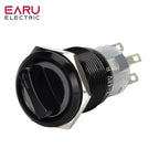 19mm Black Self-return Momentary Self-locking Fixation Waterproof DPDT Illuminated Metal Selector Rotary Switch 2/3 Position LED