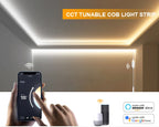CCT 2700K-6500K Changeable Lamp Tuya Smart Home COB LED Strip Alexa Light Linear LED Tape With Dimmable WiFi LED Dimmer Switch