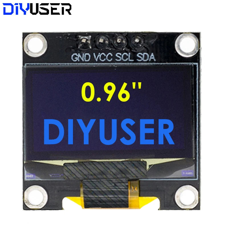 DIYUSER 0.96 Inch OLED SSD1306 White/Blue/Yellow 128X64 IIC I2C Serial Display Module 12864 LCD Screen Board For Ard